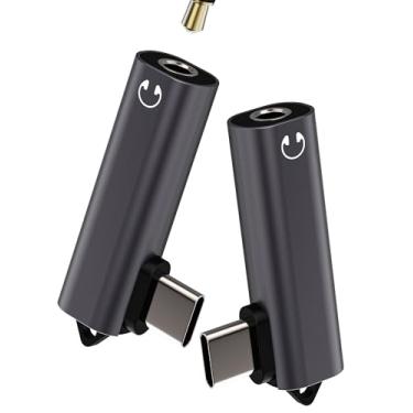 Imagem de Adaptador de áudio USB C para auxiliar de 3,5 mm (pacote com 2) para fone de ouvido Apple DAC, cabo conversor de fone de ouvido para iPhone 16 15 Pro Max compatível com Samsung Galaxy S24 S23 S22 tipo