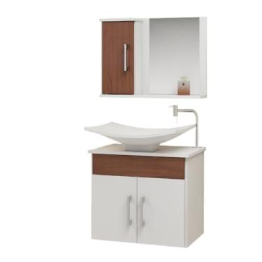 Imagem de Conjunto Bali MDF gabinete para banheiro 50cm com cuba e espelheira(NATURA)