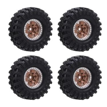 Imagem de RiToEasysports Cubo de Roda Leve Em Liga de Alumínio, Conjunto de Pneus de Cubo 1.0 Durável, Aderência Segura e Fácil Instalação para Carros de Escalada Em Escala 1/24 (Bronze)