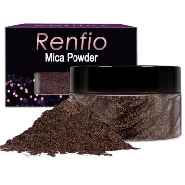 Imagem de Renfio Pigmento em pó de mica de 100 g, corante natural metálico, mineral, pérola, cintilante, resina epóxi, tinta para pintura, sabonete, bombas de banho slime, 100 ml, marrom escuro