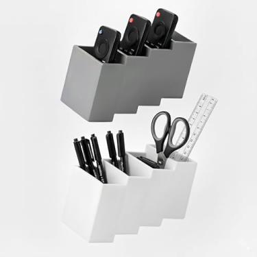 Imagem de SHIMOYAMA Suportes de controle remoto, pacote com 2, organizador de mesa TPE com controle em ziguezague com 4 compartimentos para TV, DVD, reprodutor de mídia, uso doméstico e escritório