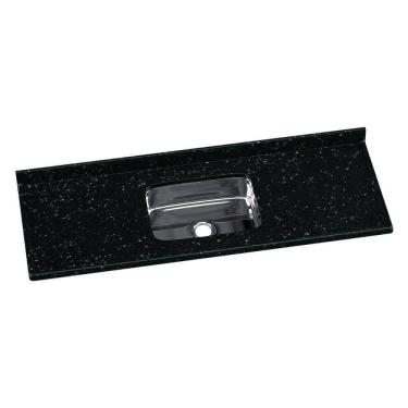 Imagem de Pia De Cozinha Mármore Sintético 150x55cm Com Cuba Aço Inox Multimóveis CR20474 Preto