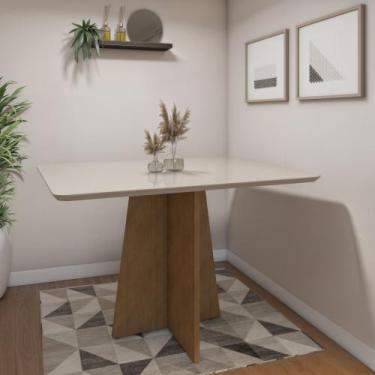 Imagem de Mesa de Jantar 4 Lugares Retangular Tampo Vidro/MDF Jade - Valdemóveis