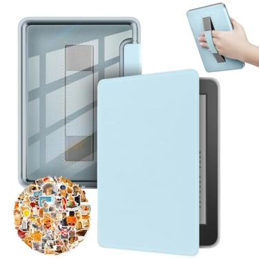 Imagem de Capa para Kindle Paperwhite 12ª geração lançado em 2024 (7 polegadas) e Kindle Colorsoft Signature Edition, capa traseira transparente durável de couro PU com leitura automática de adesivos Kindle