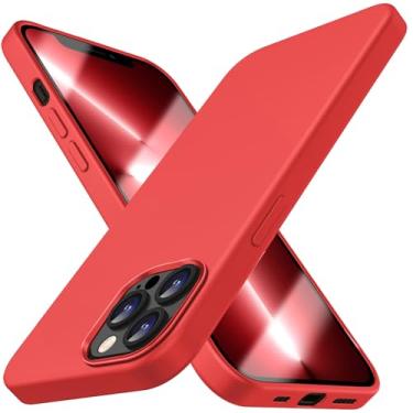 Imagem de Capa compatível com iPhone 13 Pro Max, capa fina de silicone líquido, capa protetora à prova de choque, capa de telefone com forro de microfibra macia antiarranhões (vermelha)