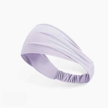 Imagem de Bandanas esportivas com absorção de umidade – Faixa elástica para corrida, ioga e fitness, faixas de cabelo respiráveis unissex (roxo claro)