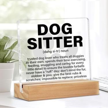 Imagem de Presentes de babá de cachorro, presentes de agradecimento para treinador de amantes de andadores, definição de babá de cachorro placa decorativa de mesa transparente decoração de acrílico para casa