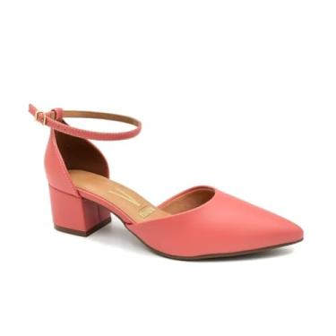 Imagem de Sapato Bico Fino Salto Bloco Calcanhar Fechado (Rose, BR, Adulto, Numérico, 37)