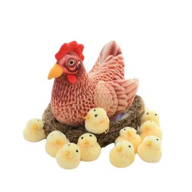 Imagem de Conjunto de bonecas de pelúcia, desenho animado, galinha e pintinhos, material macio de 32 cm