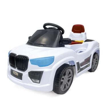 Imagem de Carro de Passeio Infantil com Haste, Branco, Sistema Antiderrapante, Pedais com Eixo de Aço, Buzina e Cinto de Segurança, Suporta até 30kg