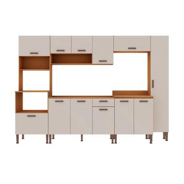 Imagem de Cozinha Compacta Essência 100% MDF 12 Portas 1 Gaveta Freijó e Off White