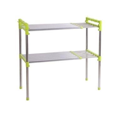 Imagem de Prateleira Inox Organizador De Cozinha Banheiro Estante Ajustavel Multifuncional Microondas Sapateira Rack Portatil