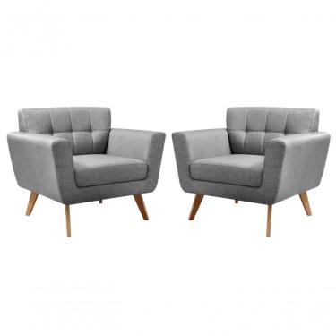 Imagem de Conjunto 2 Poltronas Bruna Confortável Decorativa Moderna - Linho Cinza 320