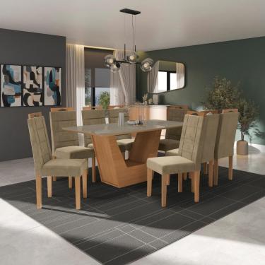 Imagem de Conjunto Sala De Jantar Verbana Kappesberg 8 Cadeiras Veludo Bege