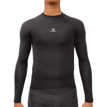 Imagem de Camisa de Ciclismo Segunda Pele Manga Longa Barbedo Preta-Unissex