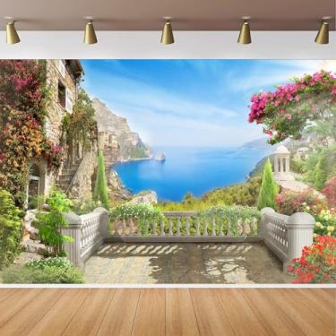 Imagem de CapiSco Pano de fundo de jardim secreto da primavera, 1,8 x 1,8 m, paisagem litorânea, cidade, montanha, arquitetura europeia, elegante, plano de fundo para fotografia para adultos