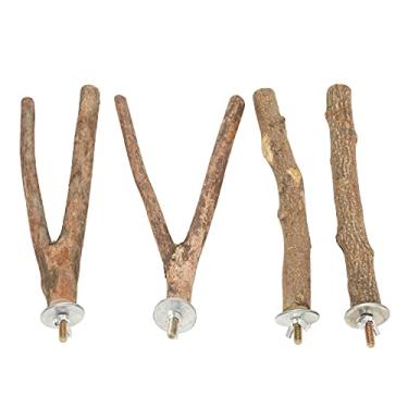 Imagem de Pssopp Conjunto de Suporte de Poleiro de Pássaro, Poleiro de Gaiola de Madeira para Papagaios Com Ramo y Exclusivo e Ramo de Vara para Escalar e Mastigar