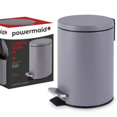 Imagem de Lixeira Em Inox 5 Litros Cinza Fosca Com Pedal e Tampa - CAMESA