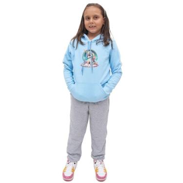 Imagem de Conjunto Infantil Longo Menina Blusa Manga Longa Estampa de Unicornio e Calça Moletom Confortavel