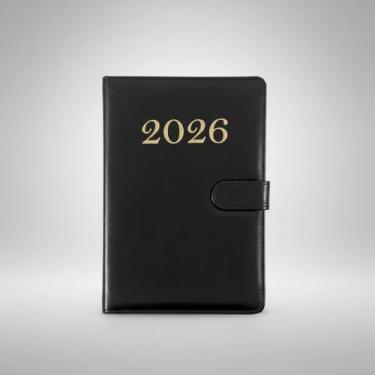 Imagem de Agenda 2026 Couro Executiva Semanal 80 Folhas Capa Planner Fino Trabalho Com Fecho Ímã