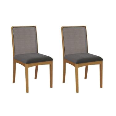 Imagem de Cadeira Sala De Jantar Lara 2cmm009ca Premium Madeira Maciça Kit 2 Un Carvalho/boucle Grafite/tela Grafite - Kappesberg