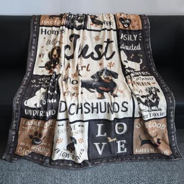 Imagem de GLOBLELAND Manta de dachshund para mulheres e homens, 139 × 139 cm, cobertor de flanela macio e aconchegante lavável para casa, escritório, quarto, cama, sofá, cadeira, presente