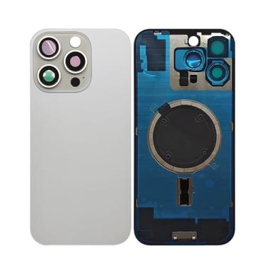 Imagem de 1 peça de vidro 2 em 1 peça de substituição da tampa traseira traseira para iPhone 16 PRO capa de vidro painel de porta de vidro peça de substituição com peças pequenas placa de metal magnética