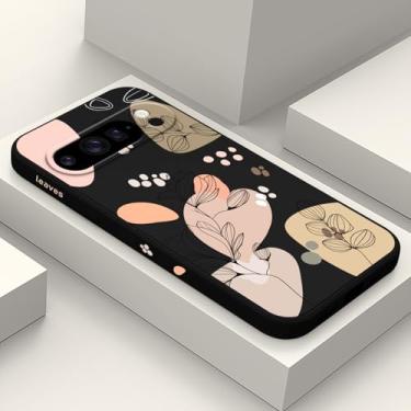 Imagem de LEECG Capa para Google Pixel 10 Pro XL, design de flor de silicone líquido fino para Pixel 10 Pro XL 6,8 polegadas, preto Morandi