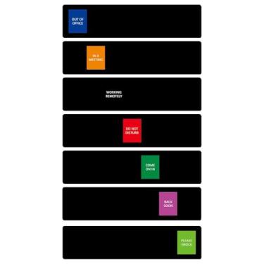 Imagem de Placa de porta de escritório, não perturbe/bata fora do escritório/em uma reunião/trabalho remoto/volte logo/venha assinar, avise os outros antes de entrar, 7 placas de privacidade de status