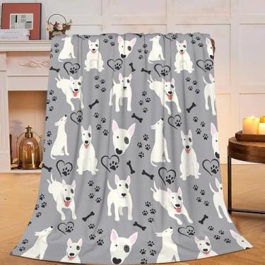 Imagem de Bull Terrier Cobertor Super Macio Quente Fofo Flanela Cachorro Animal Cobertor Aconchegante Pelúcia Pelúcia Cobertores de Roupa de Cama Presentes para Mulheres Crianças Meninos Meninas Adultos 50 X