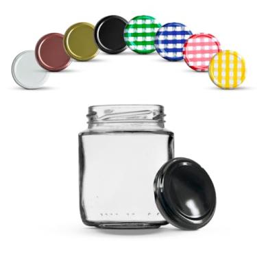 Imagem de Pote Vidro Pequeno, 12 Potes de Vidro 240ml com Tampas Metálicas E Lacres(Preto)