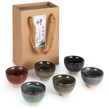 Imagem de Conjunto de chá Kung Fu de cerâmica colorida de 6 peças, xícaras de chá japonesas tradicionais, perfeito para amantes de chá