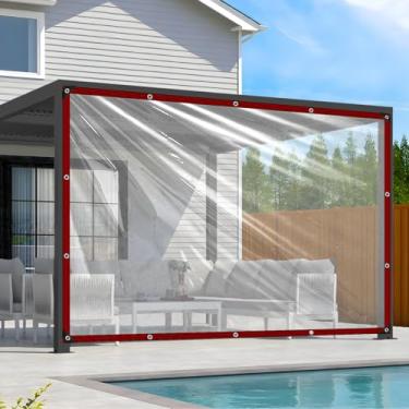 Imagem de Lona transparente impermeável 3x10 Tarps de plástico resistente com ilhós Lonas de vinil transparente para pátio externo Capa de galinheiro impermeável para varanda e estufa