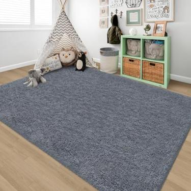 Imagem de ZJYeRug Tapete felpudo fofo de 1,5 x 2,4 m para quarto, ultramacio, grosso, cinza para sala de estar, tapetes felpudos, felpudos, para adolescentes, dormitório, berçário, decoração de casa, estética