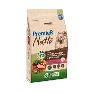 Imagem de Ração Premier Nattú Cães Adultos Pequeno Porte Sabor Mandioca 1Kg
