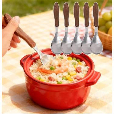 Imagem de Conjunto de 3 colheres de jantar, colheres de sobremesa de aço inoxidável - Colheres de metal com alça - Colheres de mesa com acabamento fosco, uso para cozinha doméstica ou restaurante (pequena, 14,5