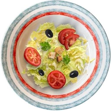 Imagem de Conjunto de 6 Pratos Fundos em Melamina, 25cm, para Sopas e Saladas, Decorados