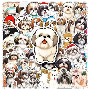Imagem de Pacote de adesivos Shih Tzu Dog, 50 peças de vinil fofo para cachorros de desenho animado