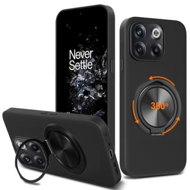 Imagem de Nijiadi Capa de telefone compatível com Oneplus 10T 5G / ACE Pro, suporte de anel giratório de 360° Suporte/suporte de silicone TPU Silm Fit capa protetora à prova de choque para OnePlus 10T / 1+ 10T