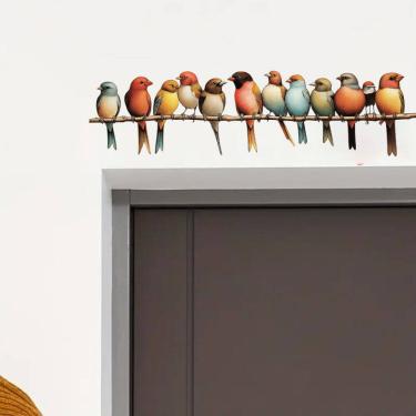 Imagem de Adesivos de parede, papel de parede de PVC, pássaros coloridos removíveis
