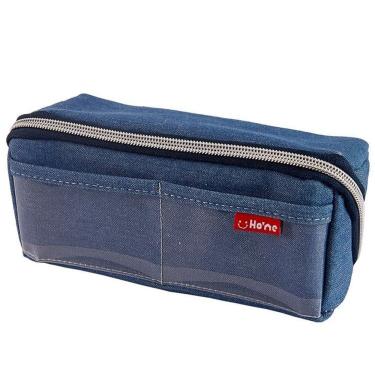 Imagem de Estojo para lápis, bolsa de lápis jeans de grande capacidade, transparente