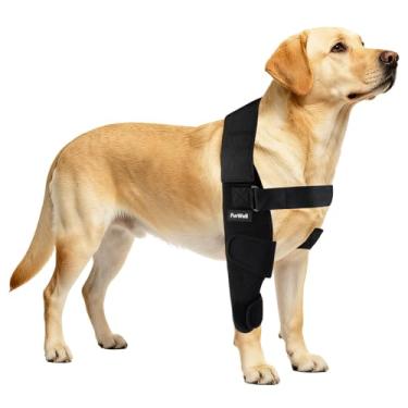 Imagem de Protetor de cotovelo para cães com alça de peito desacoplada - respirável, resistente à abrasão - suporte de cotovelo ajustável para higroma, displasia, artrite, calos e instabilidade do ombro (perna