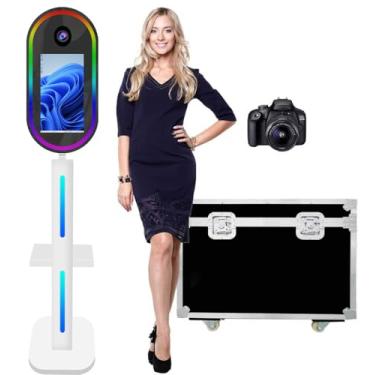 Imagem de Cabine fotográfica oval espelhada, tela sensível ao toque, selfie, capa de voo, para festas, eventos e aluguel de casamento (branco, cabine fotográfica com câmera)