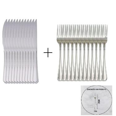 Imagem de Jogo De Talheres Inox 24 Pç 12 Garfos 12 Facas Atenas Buffet