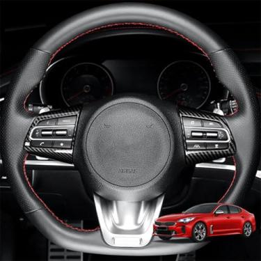 Imagem de Capa de moldura de painel de volante de carro para decoração compatível com Kia Stinger 2018-2023 acessórios fibra de carbono