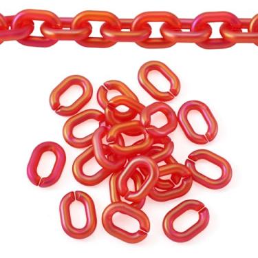 Imagem de 20 peças de conectores de ligação rápida de acrílico cor AB transparentes, ovais, anéis de ligação, ganchos 19 x 14 mm para bolsa faça você mesmo, corrente de óculos, cordão de bolso jeans, vermelho