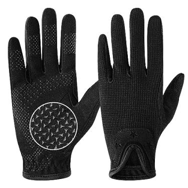 Imagem de Thapower Luvas femininas de equitação luvas de inverno para equitação luvas femininas jovens meninas ao ar livre padrão estrela luvas perfeitas para ciclismo ciclismo jardinagem preto P