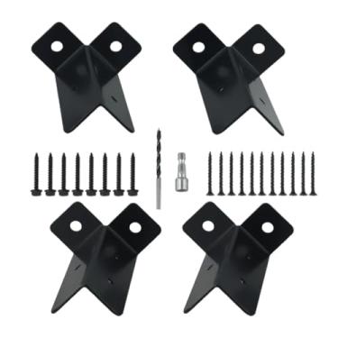 Imagem de KKSFBNKSK Suporte de base de poste de madeira ajustável Suporte portátil reforçado para peças de gazebo de poste de madeira