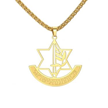 Imagem de PDOUSELF Colar com pingente de estrela de Davi em aço inoxidável, colar de estrela judaica para homens e mulheres, joias para presentes, 20, Aço inoxidável, Sem Pedra Preciosa