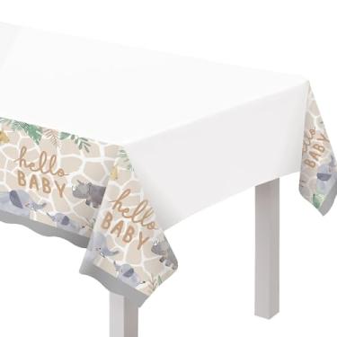Imagem de Amscan Capa de mesa de plástico Soft Jungle (pacote com 6) | Toalha de mesa de eventos duráveis, 137 x 259 cm, multicolorida